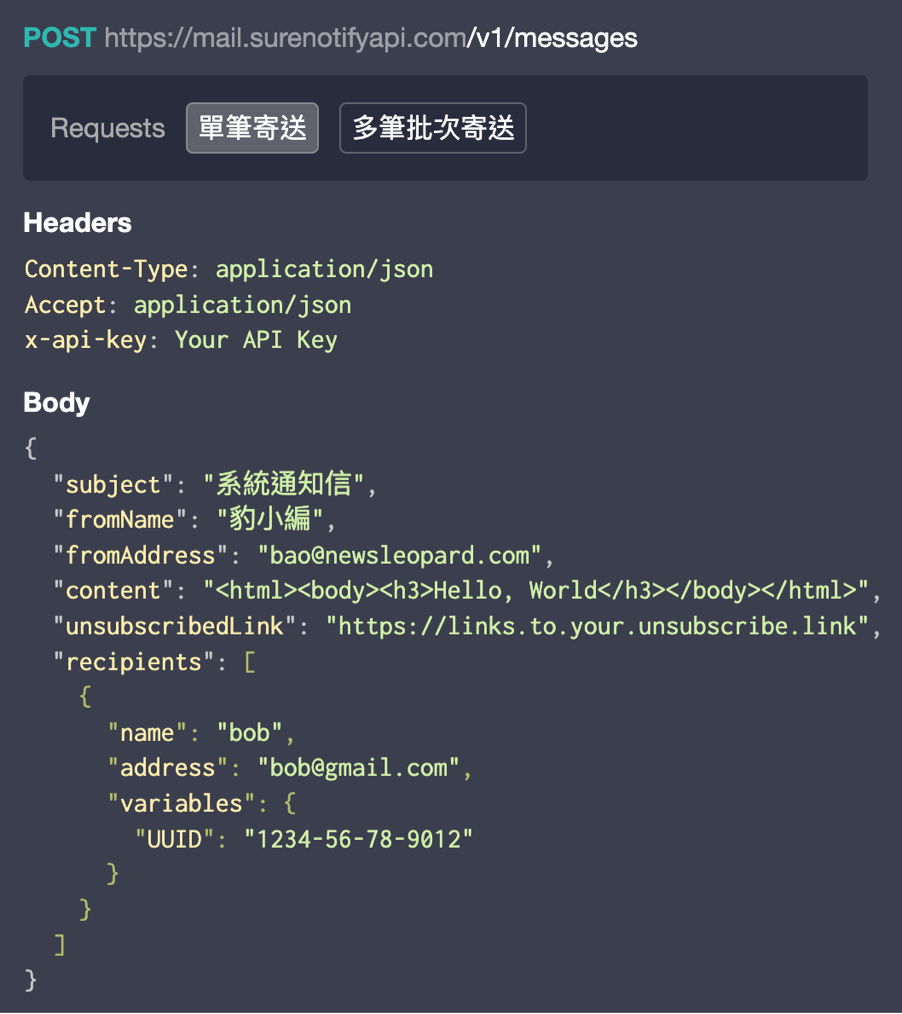 surenotify-大量發送 Email 簡訊 api